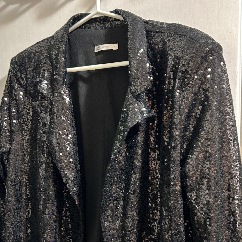 Cupshe Shimmering Black Sequin Blazer